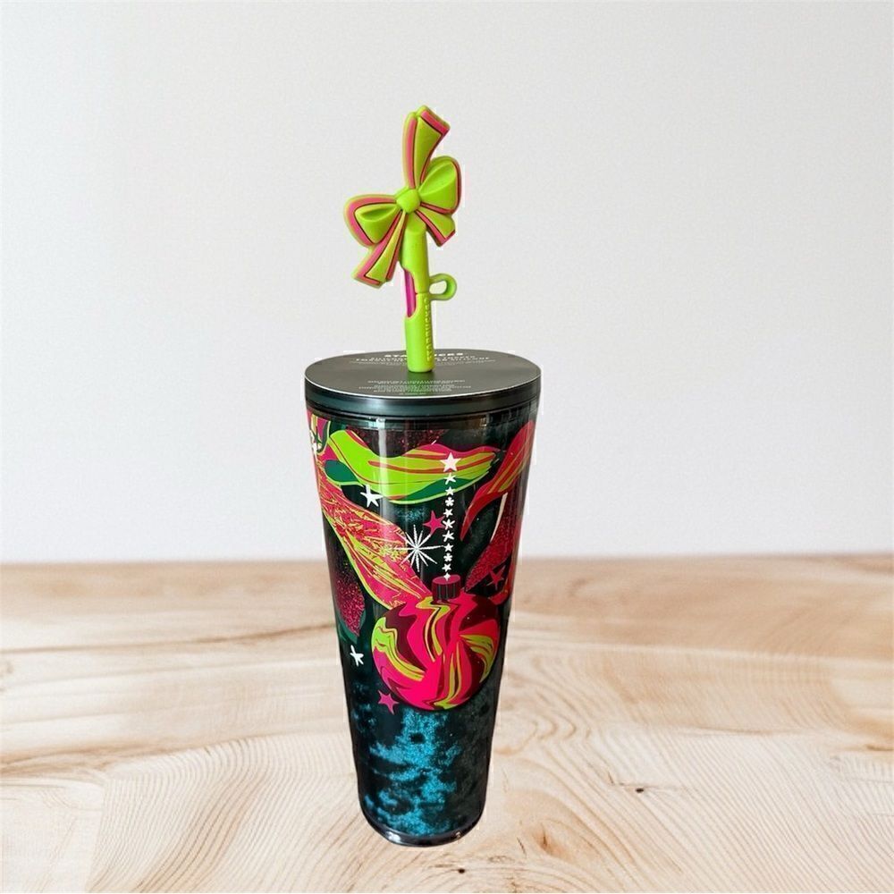 Starbucks Holiday 2023 Venti 24‎ oz insulate Cup Tumbler Green Ornament Straw